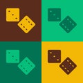 Pop art Game dice icon isolated on color background. Casino gambling. Vector Royalty Free Stock Photo