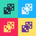 Pop art Game dice icon isolated on color background. Casino gambling. Vector Royalty Free Stock Photo