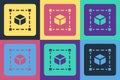 Pop art Geometric figure Cube icon isolated on color background. Abstract shape. Geometric ornament. Vector Royalty Free Stock Photo