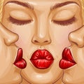 Pop art girl kiss on lips vector illustration