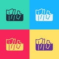 Pop art Glacier melting icon isolated on color background. Vector