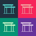 Pop art Gymnastics equipment uneven bars icon isolated on color background. Vector