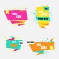 Pop art half tone colorful special offer sale tag price, shopping concept, banner sign discount promotion price set
