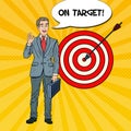 Pop Art Happy Businessman Achieved the Target