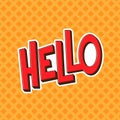 Pop Art Hello Text Illustration. Comic Style Greeting Graphic Royalty Free Stock Photo
