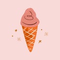 Pop art icecream. Vector illustration, clip art image, cartoon flat design Royalty Free Stock Photo