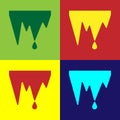 Pop art Icicle icon isolated on color background. Stalactite, ice spikes. Winter weather, snow crystals. Vector Royalty Free Stock Photo