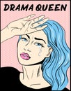 Pop art illustration Drama queen t-shirt print Royalty Free Stock Photo