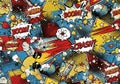 Pop art illustration featuring a dynamic comic book-style collage. Royalty Free Stock Photo
