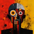 Colorful Punk Art: Abstract Expressionism With Cyclops Humanoid