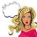 Pop Art illustration of girl with the speech bubble Royalty Free Stock Photo