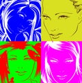 Pop art illustration. Lovely woman faces Royalty Free Stock Photo