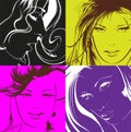 Pop art illustration. Lovely woman faces Royalty Free Stock Photo