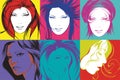 Pop art illustration. Lovely woman faces Royalty Free Stock Photo