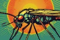 Pop art illustration of mosquito, concept of Insect