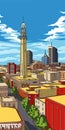 Pop Art Illustration Of San Antonio\'s Clock Tower