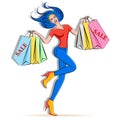 Happy girl holding shopping bags Royalty Free Stock Photo