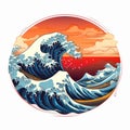 Pop Art Inspired Great Wave Off Kana A Vibrant And Detailed Masterpiece