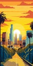 Pop Art-inspired Illustration Of Los Angeles At Sunset Royalty Free Stock Photo