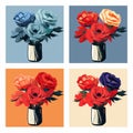 Pop Art Inspired Illustrations Of Roses In A Vase