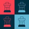 Pop art Inukshuk icon isolated on color background. Vector
