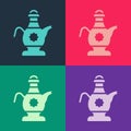 Pop art Islamic teapot icon isolated on color background. Vector