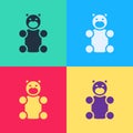 Pop Art Jelly Bear Candy Icon Isolated On Color Background. Vector