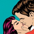 Pop Art KIssing Couple Royalty Free Stock Photo