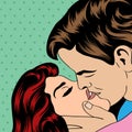 Pop Art KIssing Couple Royalty Free Stock Photo