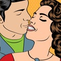 Pop Art KIssing Couple Royalty Free Stock Photo