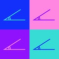 Pop art line Acute angle of 45 degrees icon isolated on color background. Vector Illustration Royalty Free Stock Photo