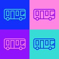 Pop art line Airport bus icon isolated on color background. Vector Royalty Free Stock Photo