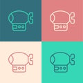 Pop art line Airship icon isolated on color background. Vector