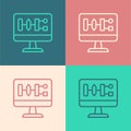 Pop art line Algorithm icon isolated on color background. Algorithm symbol design from Artificial Intelligence Royalty Free Stock Photo