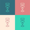 Pop art line Algorithm icon isolated on color background. Algorithm symbol design from Artificial Intelligence Royalty Free Stock Photo