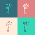 Pop art line Aspergillum icon isolated on color background. Vector