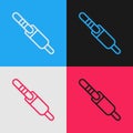 Pop art line Audio jack icon isolated on color background. Audio cable for connection sound equipment. Plug wire Royalty Free Stock Photo