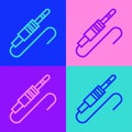 Pop art line Audio jack icon isolated on color background. Audio cable for connection sound equipment. Plug wire Royalty Free Stock Photo