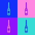 Pop art line Awl tool with wooden handle icon isolated on color background. Work equipment tailor industry. Vector Royalty Free Stock Photo