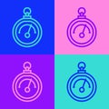 Pop art line Barometer icon isolated on color background. Vector Royalty Free Stock Photo