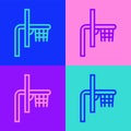 Pop art line Basketball backboard icon isolated on color background. Vector Royalty Free Stock Photo