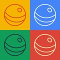 Pop art line Beach ball icon isolated on color background. Children toy. Vector Royalty Free Stock Photo