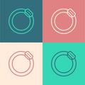 Pop art line Bicycle brake disc icon isolated on color background. Vector Royalty Free Stock Photo