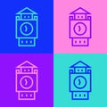 Pop Art Line Big Ben Tower Icon Isolated On Color Background. Symbol Of London And United Kingdom. Vector