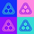 Pop art line Billiard balls in a rack triangle icon isolated on color background. Vector Illustration Royalty Free Stock Photo