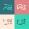 Pop art line Binary code icon isolated on color background. Vector Royalty Free Stock Photo