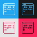 Pop art line Binary code icon isolated on color background. Vector Royalty Free Stock Photo