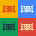 Pop art line Binary code icon isolated on color background. Vector Royalty Free Stock Photo