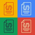 Pop art line Binary code icon isolated on color background. Vector Royalty Free Stock Photo