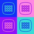 Pop art line Binary code icon isolated on color background. Vector Royalty Free Stock Photo